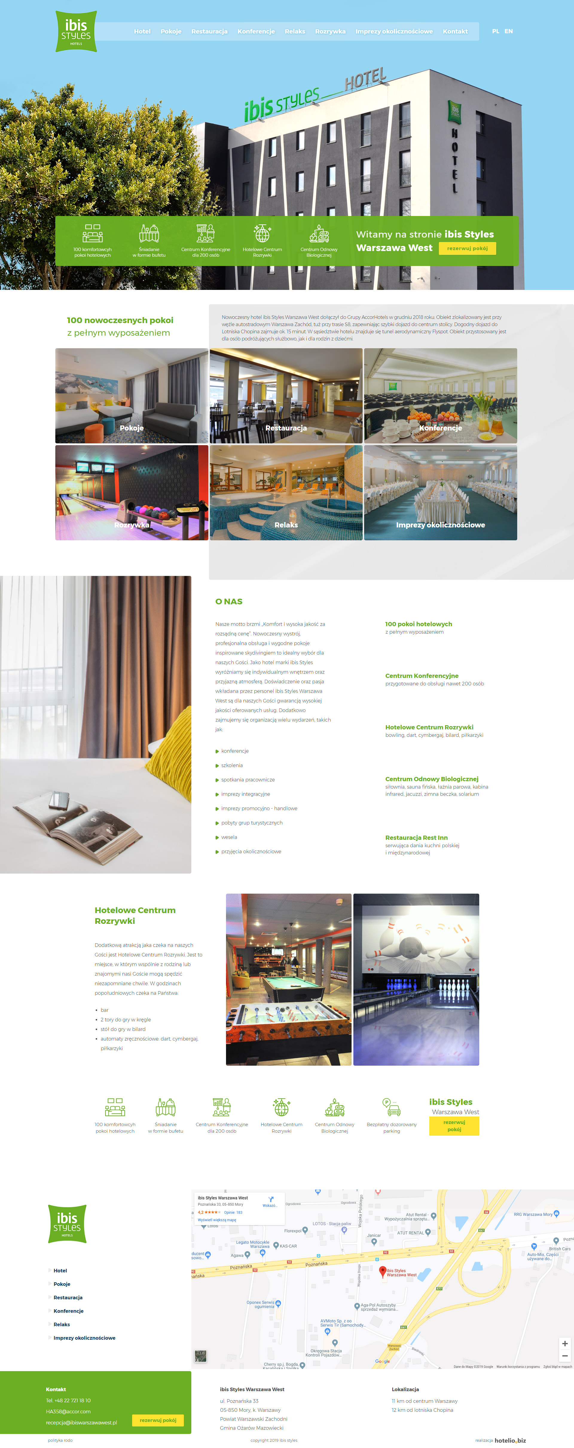 Strona internetowa dla Hotelu Ibis w Warszawie
